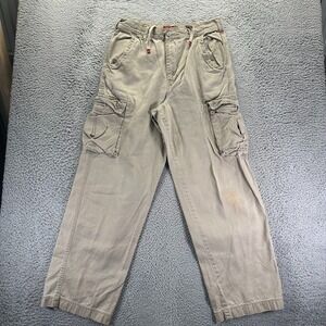 Vintage U.S. Expedition Cargo Pants Mens 34x34 Beige Canvas Loose Workwear